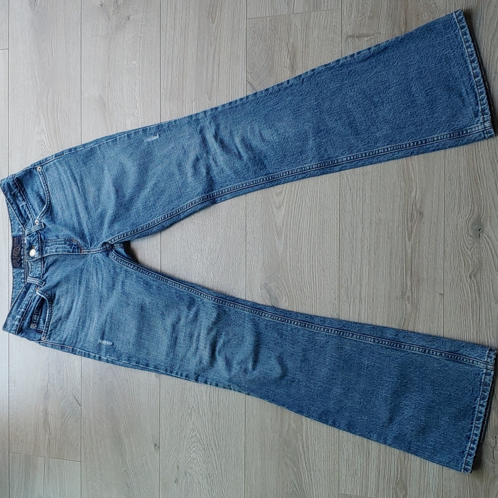 Vintage Juicy Couture 100% Rigid Cotton Denim Distressed Fit Flared Jeans EUC